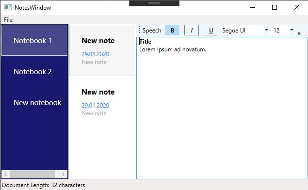 Notebook App WPF MVVC