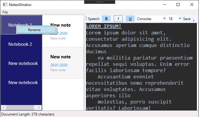 Notebook App WPF MVVC