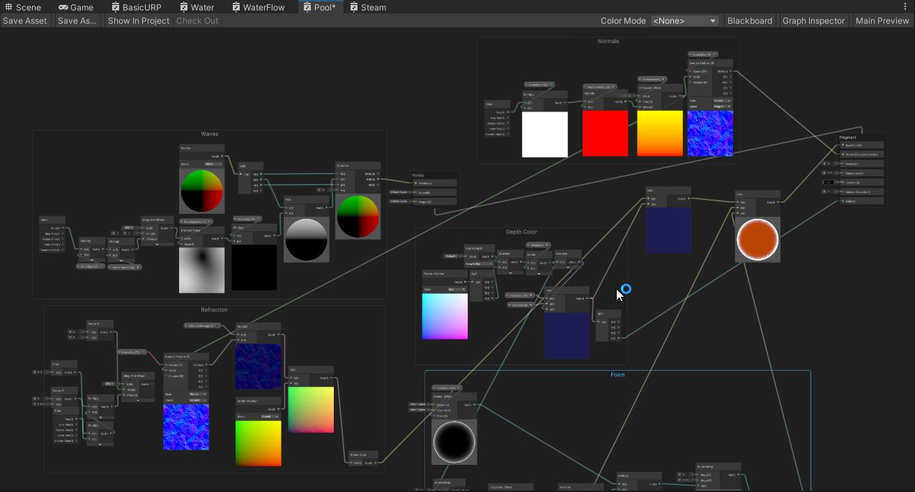 Complex water pool shader.