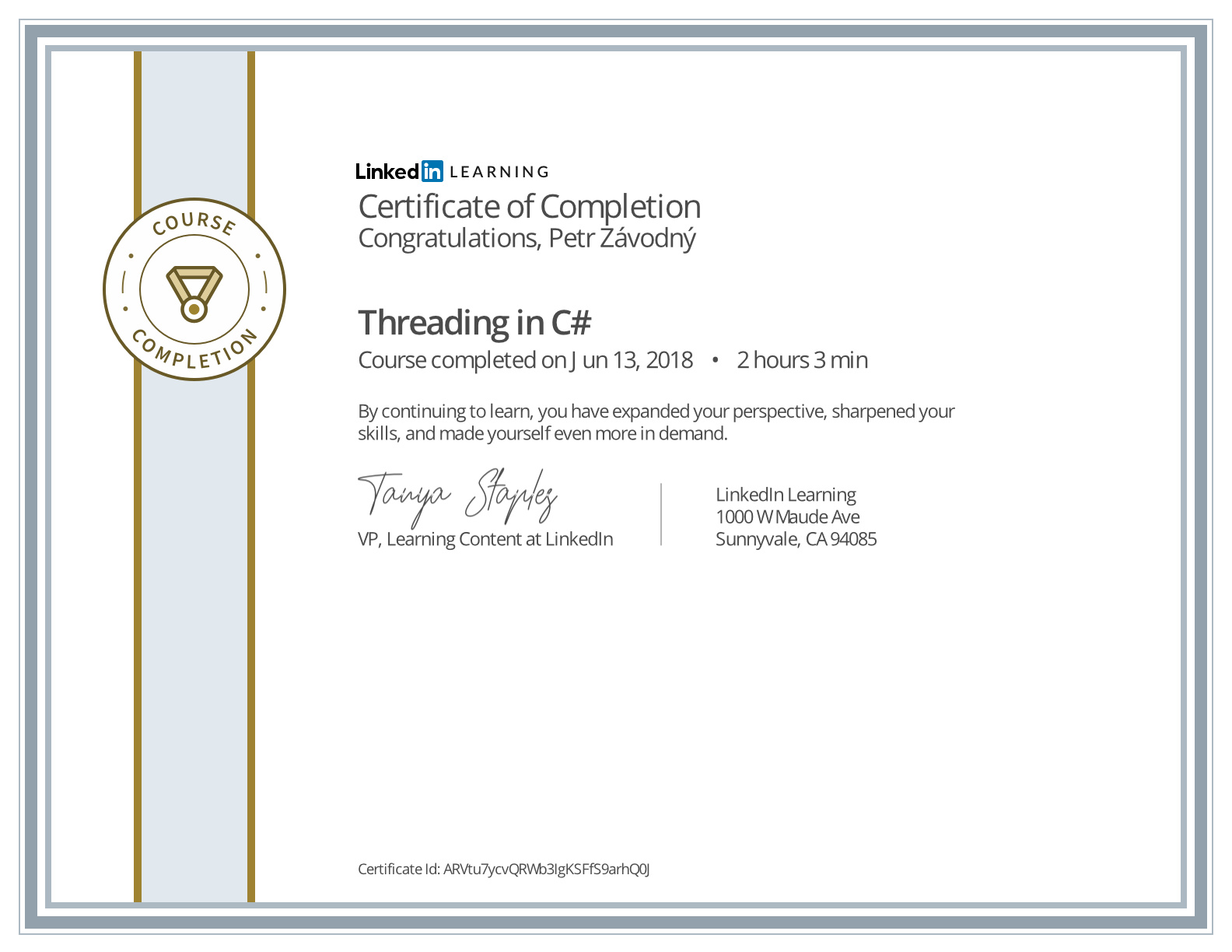 certificate C# Multithreaded Programming