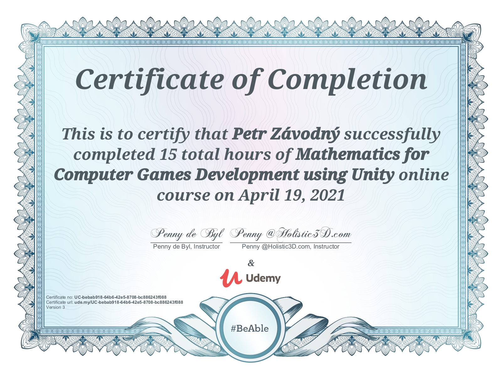 certificate Mathematics for Computer Games Development using Unity