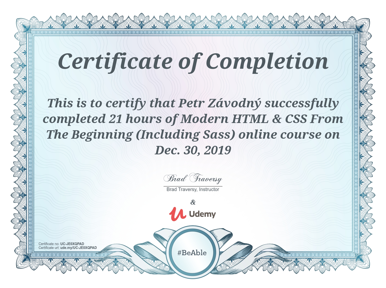 Modern HTML & CSS Certificate