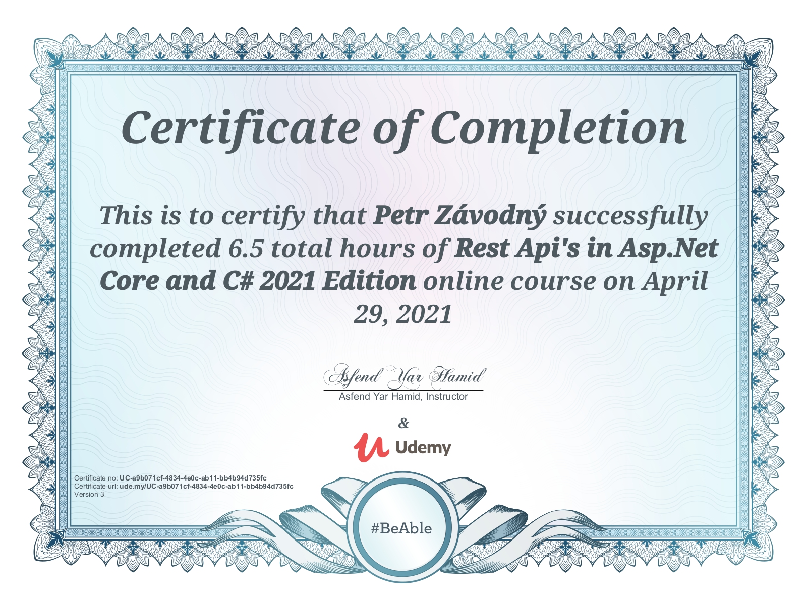 certificate Rest Api's in Asp.Net Core and C# 2021 Edition