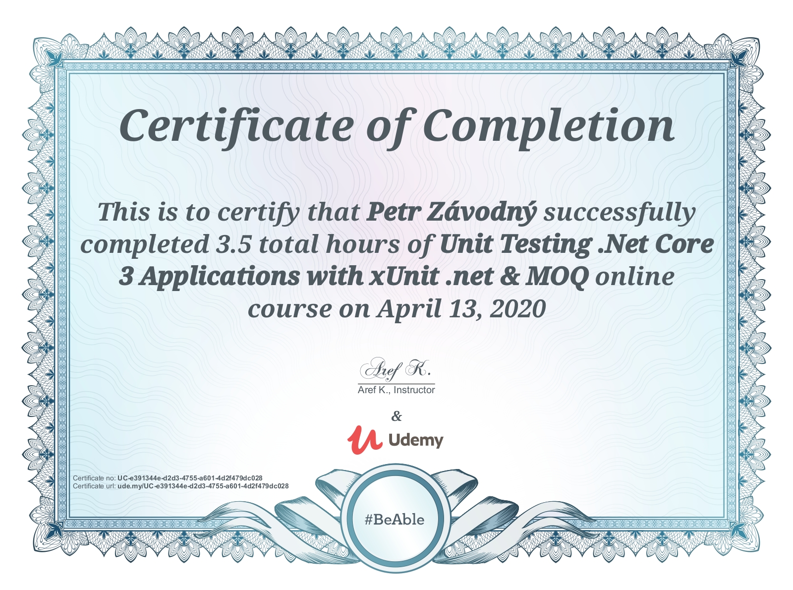 certificate Unit Testing .Net Core 3 Applications with xUnit .net & MOQ